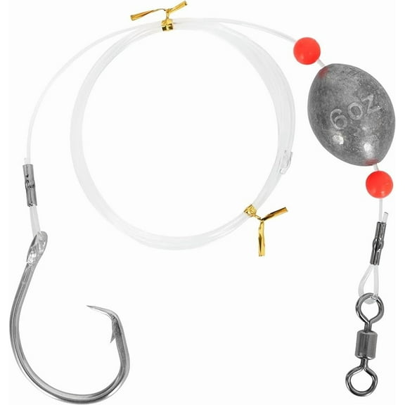 BLUEWING Fishing Grouper Rig Saltwater Fishing Bottom Rig with 2/4/6/8oz Egg Sinker Weight, Mono Line and Stainless Steel Circle Hook Offshore Big Game Fishing Rig