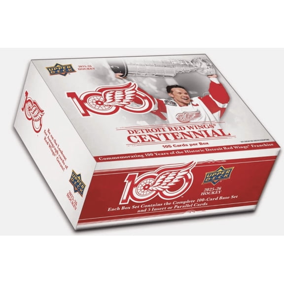 2025-26 NHL UPPER DECK Detroit Red Wings 100 Centennial Hockey Factory Sealed Box Set 105 Cards