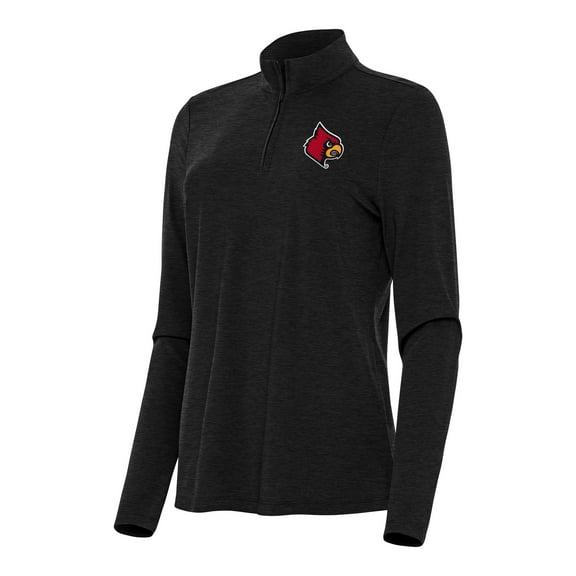 Women's Antigua Heather Black Louisville Cardinals Bright Quarter-Zip Top