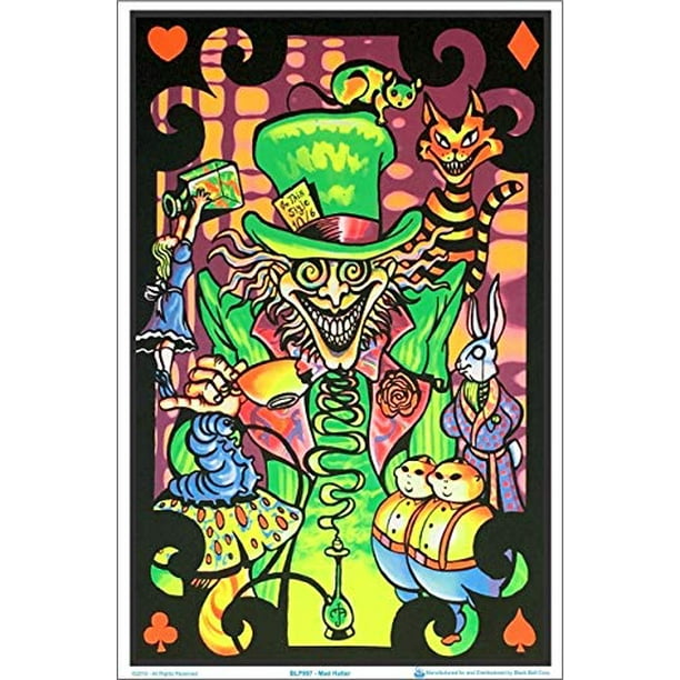 Download Alice In Wonderland Mad Hatter Collage Laminated Blacklight Poster 23 5 X 35 5 Walmart Com Walmart Com