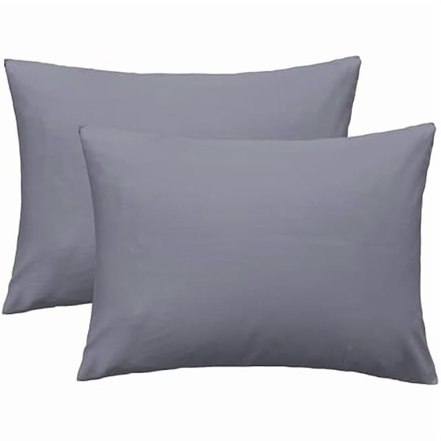 Chenchen Soft 100% Egyptian Cotton Zipper Pillow Case, Cozy and Lightweight Pillowcase, Set of 2, Dark Grey, Queen, 20" x 30"
