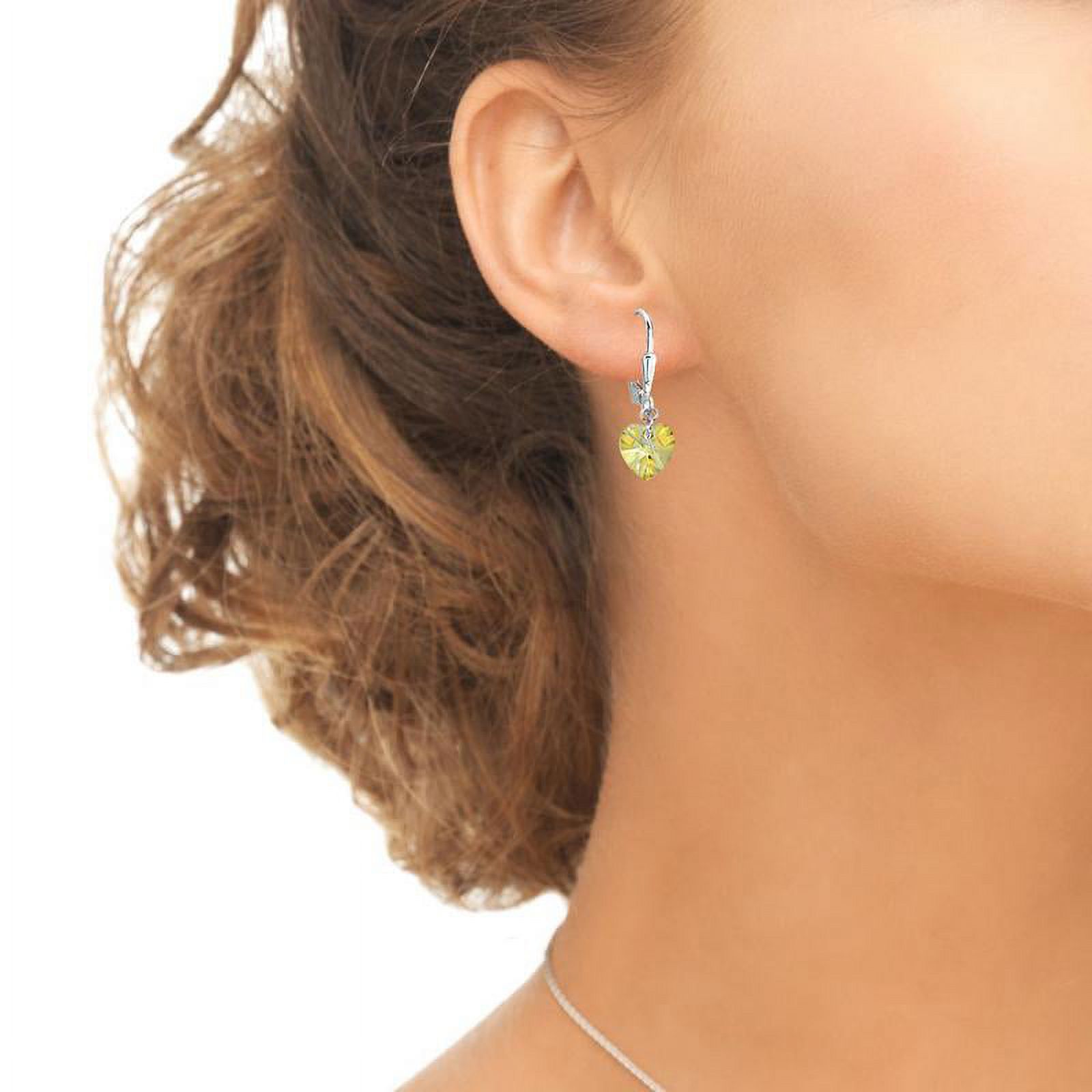 Golden Shadow Heart Earrings in 925 Silver Made w/ Swarovski Crystals