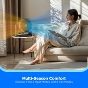 Midea 2-In-1 Heater and Fan, 4 Speed, 1,500 Watts, Digital, Adjustable Tilt, Portable, Black