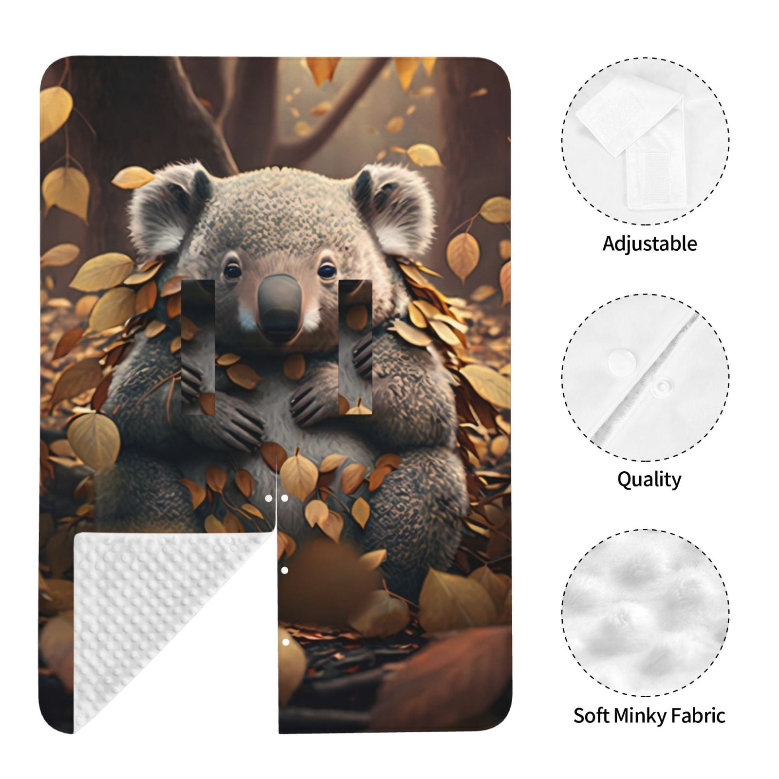 Naloa Cute Fallen Leaf Koala Baby Car Seat Cover, Breathable Baby Carrier Cover, Multiuse Baby Carrier Cover & Nursing Breastfeeding Cover