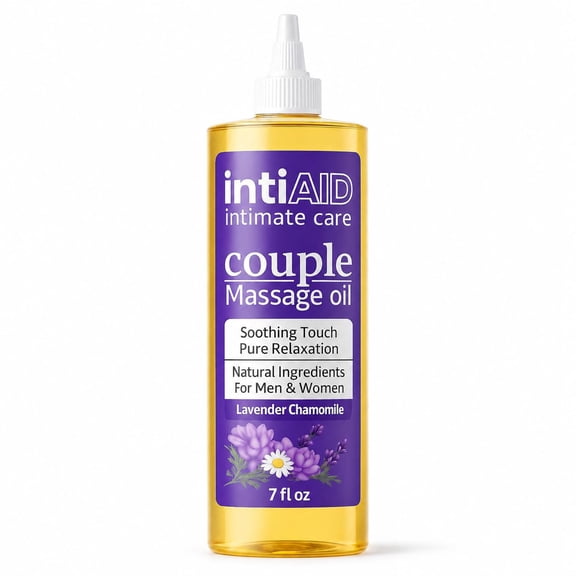 INTIAID Couples Massage Oil with Lavender & Chamomile – Relaxing Aromatic Body Oil, Non-Greasy Formula | 7 fl oz