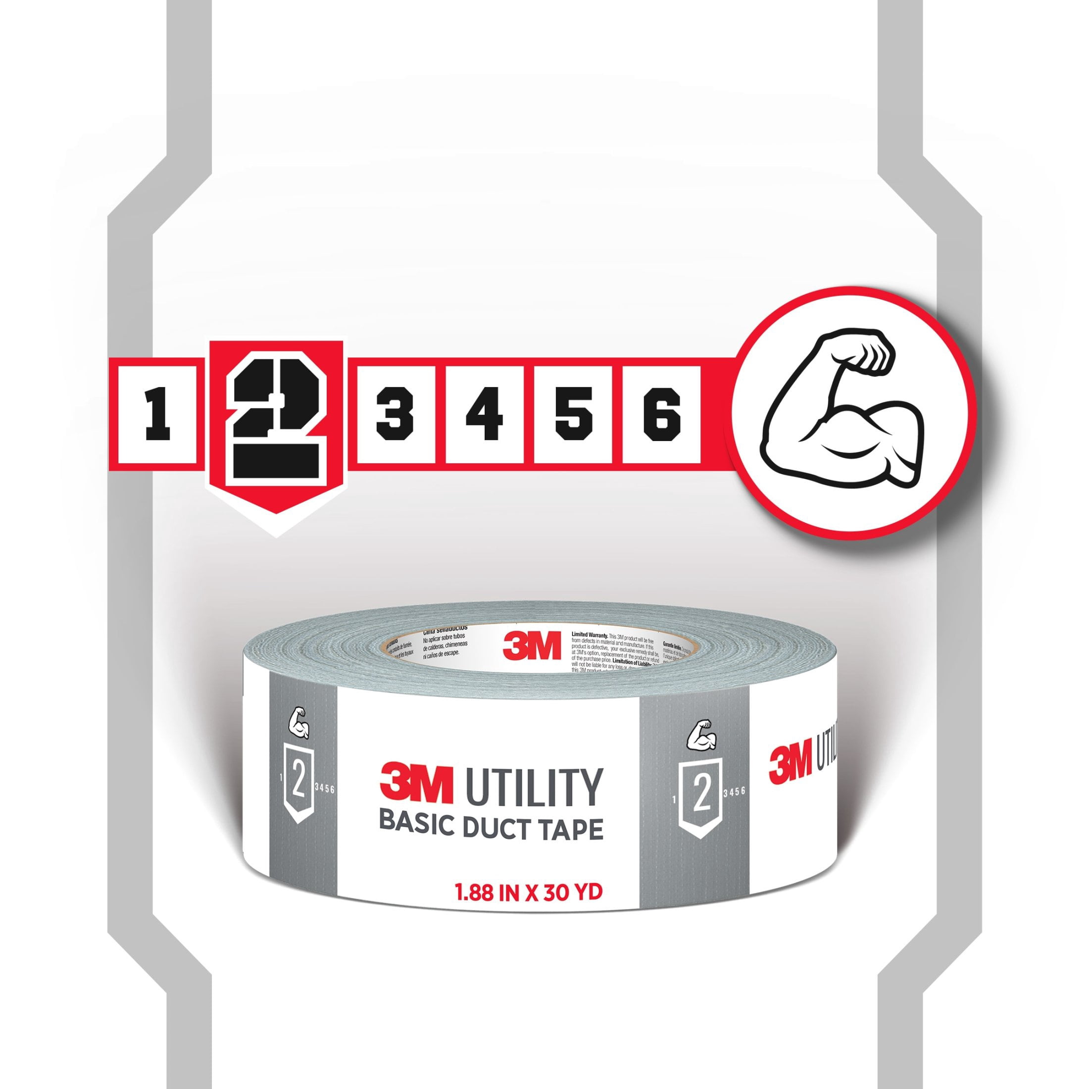 (2 pack) 3M Utility Duct Tape, Silver, Basic Use, 1.88 in. x 30 yd., 1 Roll