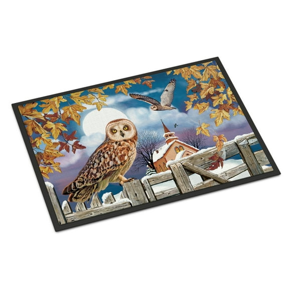 Carolines Treasures PRS4032MAT Short-Eared Owl In The Churchyard Door Mat Indoor Rug or Outdoor Welcome Mat 18x27