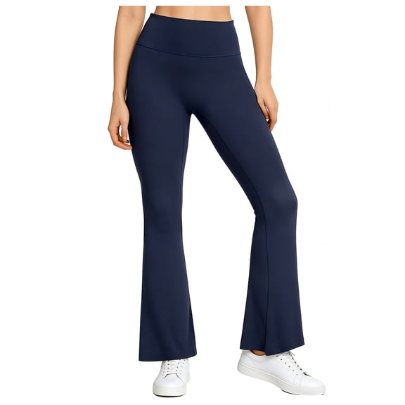 Seamless Yoga Pants for Women High Waisted Flare Pants Stretchy Gym Workout Pilates Leggings Athletic Trousers for Ladies Navy 2XL