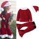thumbnail image 1 of Cosplay de Navidad para niñas, traje de terciopelo con parte inferior de campana roja de manga larga de Papá Noel, disfraz para fiesta de Carnaval para niños, Top + pantalón + gorro, 1 of 4