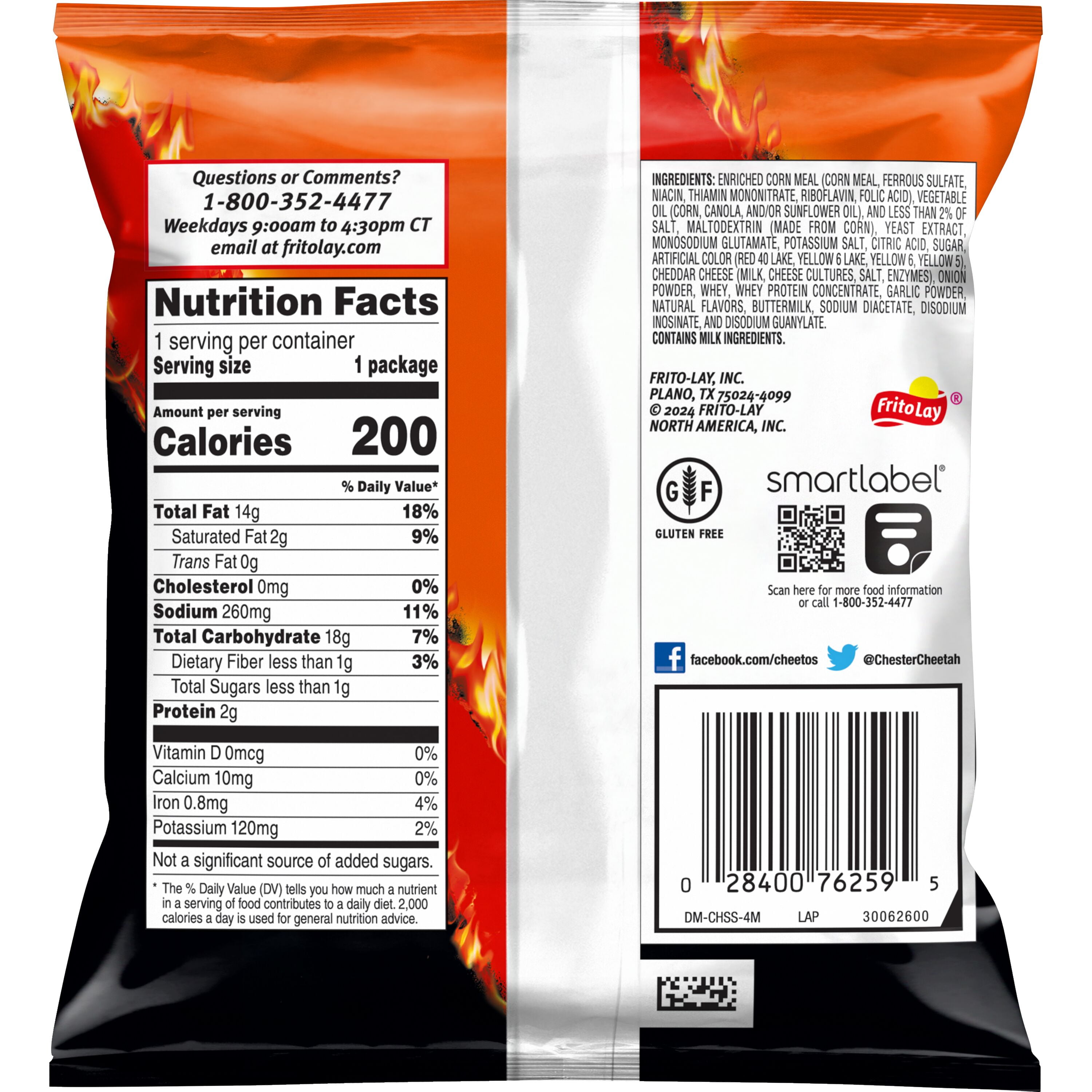Cheetos Crunchy Cheese Flamin' Hot Flavored Snacks, 1.25 oz Bag