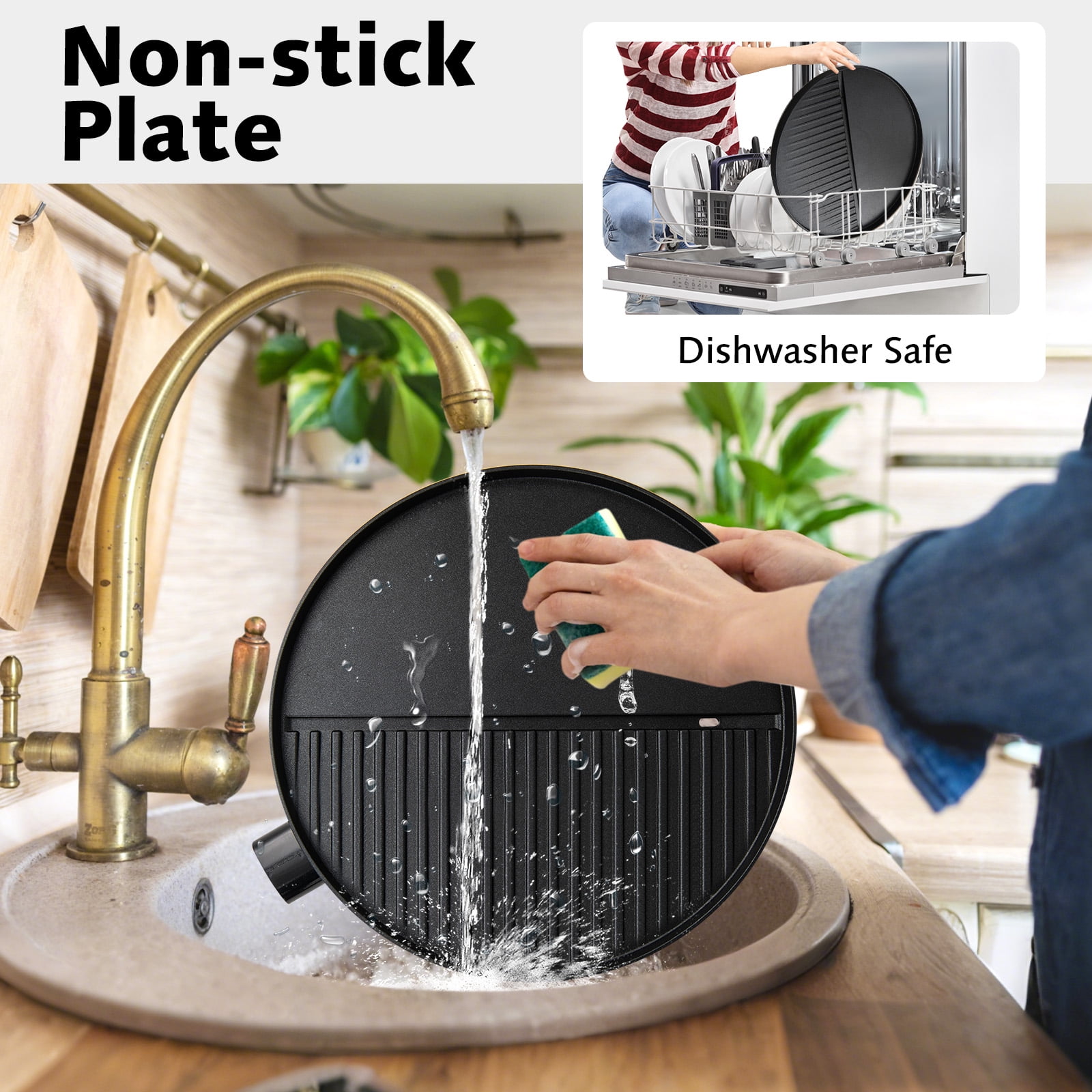 Gymax Indoor Outdoor Electric Grill w/ Non-stick Grill Plate Temperature Control