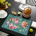thumbnail image 4 of Linen Placemats Set Of 6 11.8x17.7 Inch,Pioneer Colorful Flowers Fabric Table Mats,Resistant Washable Wipeable Table Mat for Party Kitchen Dining Home Decor, 4 of 5