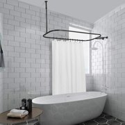 Utopia Alley Rustproof Wall Mounted Hoop Shower Rod for Clawfoot Tub, Black