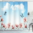 thumbnail image 1 of Ambesonne Spring Shower Curtain, Magnolia Branches Bugs, 69"Wx84"L, Pale Pink Blue and White, 1 of 3