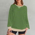 thumbnail image 2 of HVOBTTY Womens Long Sleeve Pullover T Shirt, Fall Tops for Women, Women's Casual Striped Color Block Crew Neck Loose Comfortable Top Army Green, XXL, 2 of 5