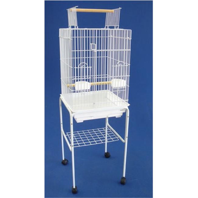 YML 59844814WHT Open Top Small Parrot Cage with Stand in White
