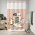 thumbnail image 6 of No Hook Shower Curtain, Pink Brown Cute Cat Shower Curtains for Bathroom with See Through Top Window, Cartoon Funny Heater Cats Waterproof & Washable Bath Curtain Extra Long 72"x96", 6 of 9