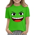 thumbnail image 6 of Solid Color Short Sleeve Graphic Tee for Kids with Cute Expression Print, Loose Fit and Comfortable Fabric for School and Play, 6 of 6