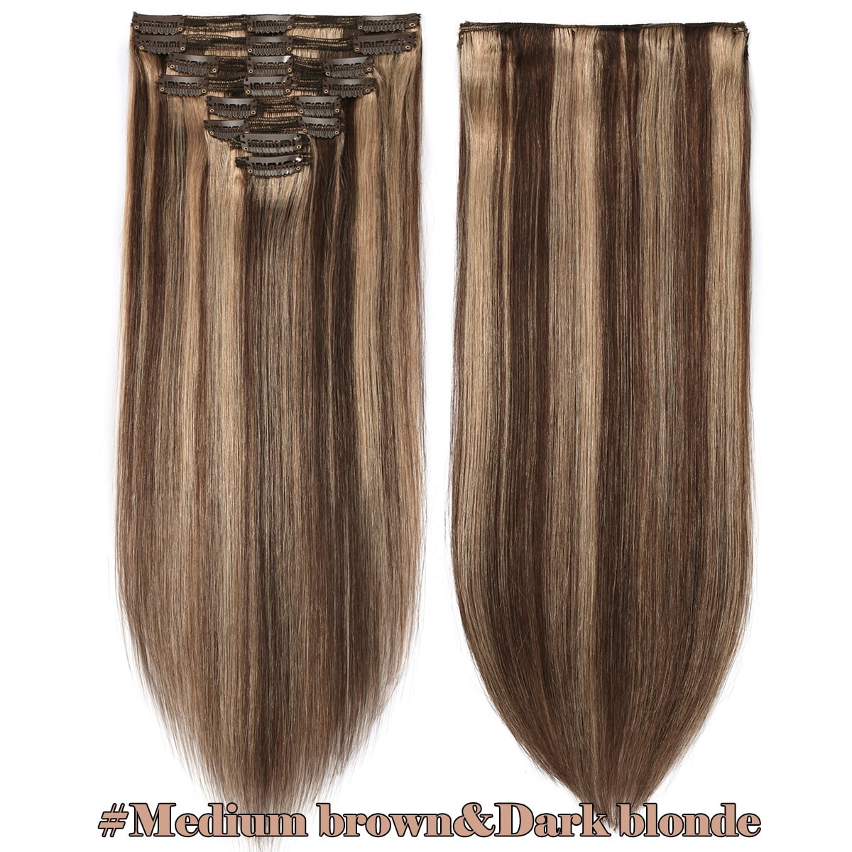SEGO Clip-in Haarextensions Set Aus 100% Remy Echthaar - 8 Teile, Mittelbraun #4, 20 Cm, 45 G