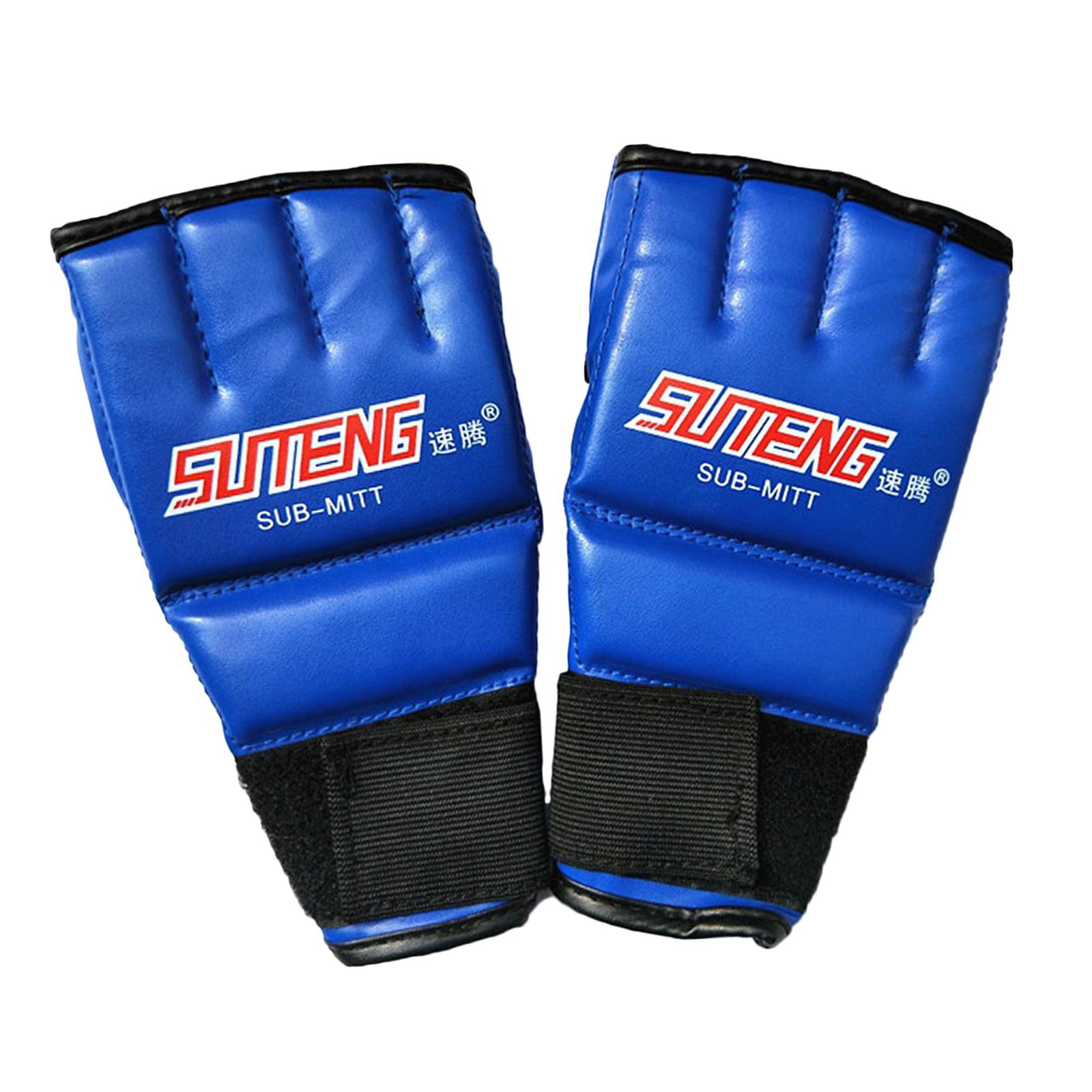 BLUE MMA Muay Thai Training Gym Half Mitts Punching Bag Sparring Boxing Gloves 