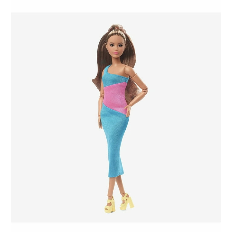 Barbie Looks Doll, Brunette, Color Block One-Shoulder Midi Dress, Style &  Pose, Fashion Collectibles, Barbie Signature Looks 