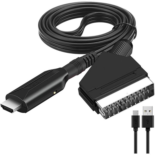 SCART to HDMI cable, switch video audio converter, SCART to HDMI converter SCART to 1080p/720p HDMI audio and video adapter, suitable for HDTV display projectors
