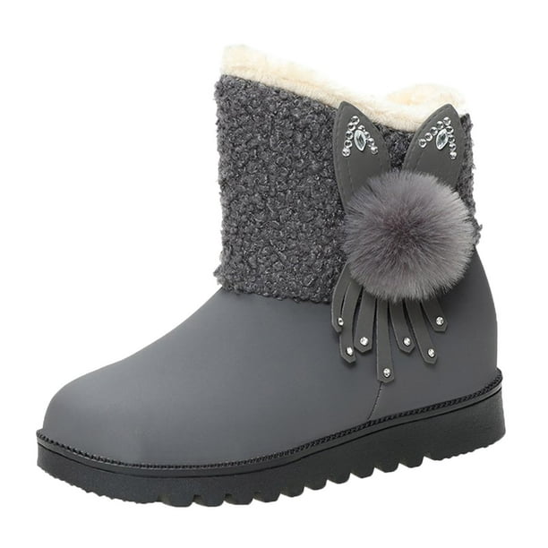 NECHOLOGY Botas Mujer Adulto Femenino Zapatos Botines para mujer Zapatos de algodón con cuña de de imitación a la moda para mujer, botas de nieve y cálidas de felpa (Grey, 8)