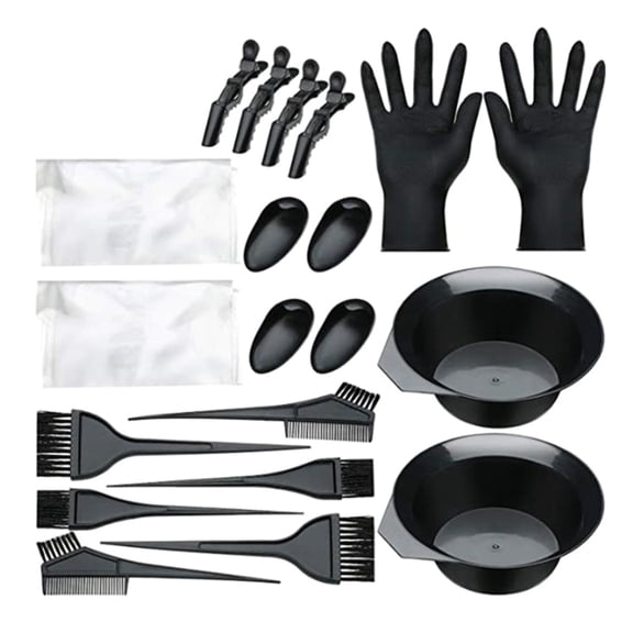 20pc Salon-Quality Hair Coloring Tools Kit Featuring Brushes Disposable Shawl