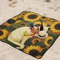 thumbnail image 5 of White Cat Sunflowers Beach Blanket Outdoor Picnic Blanket 78"x 78" Waterproof Foldable for Beach Camping Travel Hiking Grass Lawn Park, 5 of 5