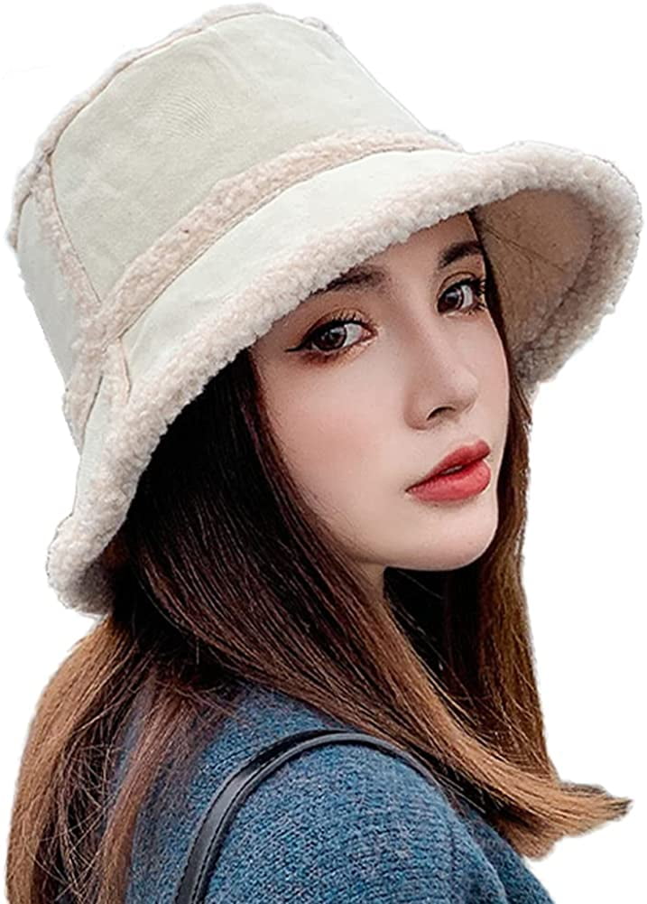 Women Winter Bucket Hat Warm Sherpa 