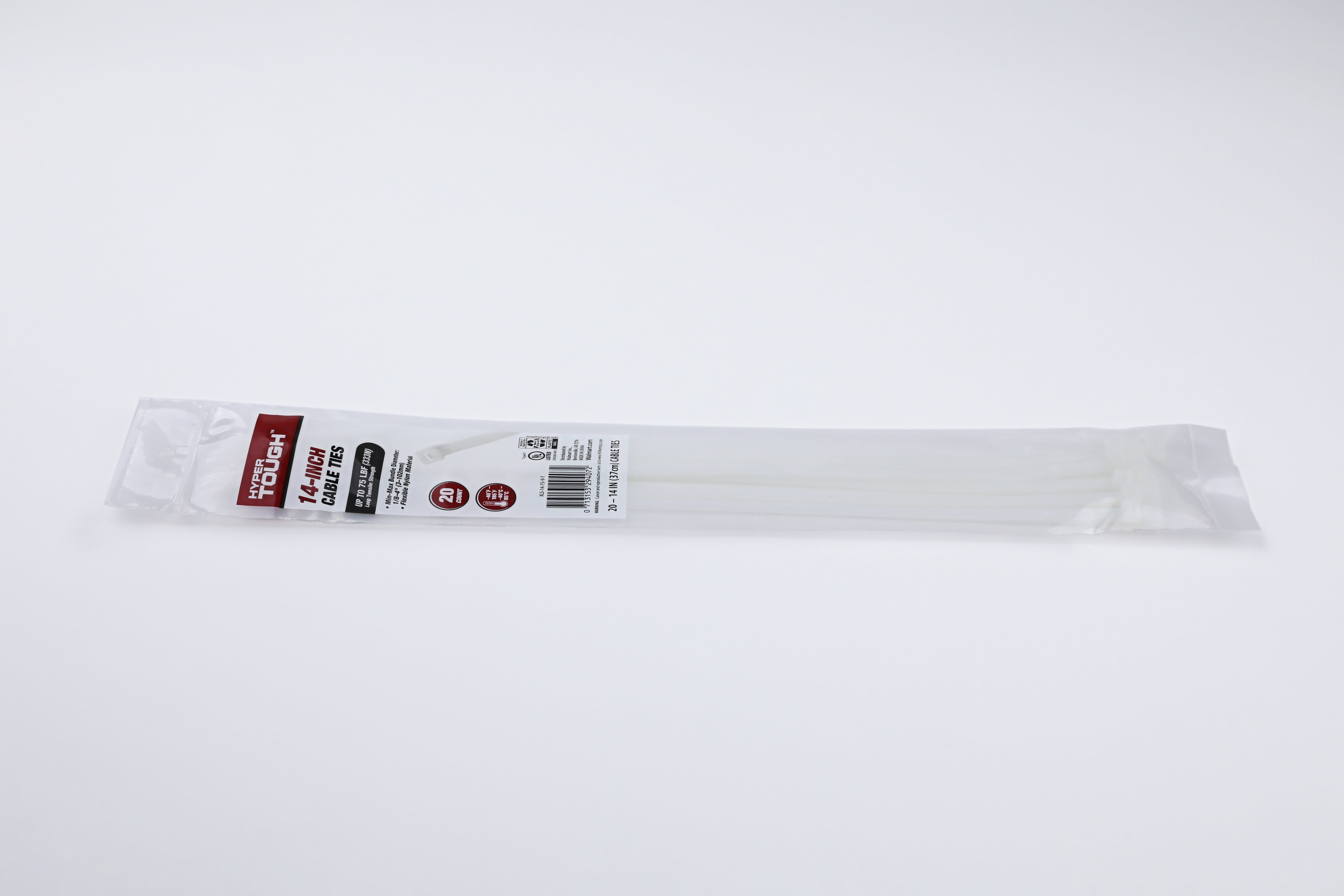 Hyper Tough 14inch Cable Tie Natural 20Pcs