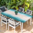 thumbnail image 2 of Blue Stripes Table Cloths for 4 Foot Rectangle Tables, Modern Gradient Abstract Striped Lines Patio Waterproof Elastic Fitted Tablecloths, Washable Rectangular Table Cover for Camping, 2 of 8