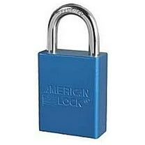 Padlock A1105 Blue, Keyed Alike - 1-1/2" Aluminum Safety Lockout Padlock with 1/4" Shackle, 2 Keys, Keyed to 27676