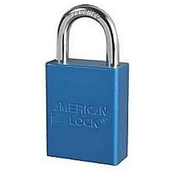 Padlock A1105 Blue, Keyed Alike - 1-1/2" Aluminum Safety Lockout Padlock with 1/4" Shackle, 2 Keys, Keyed to 27676