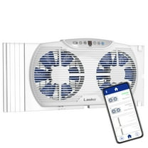 Lasko Electrically Reversible Twin Window Fan with Bluetooth® Technology, 13" H, W09560, White