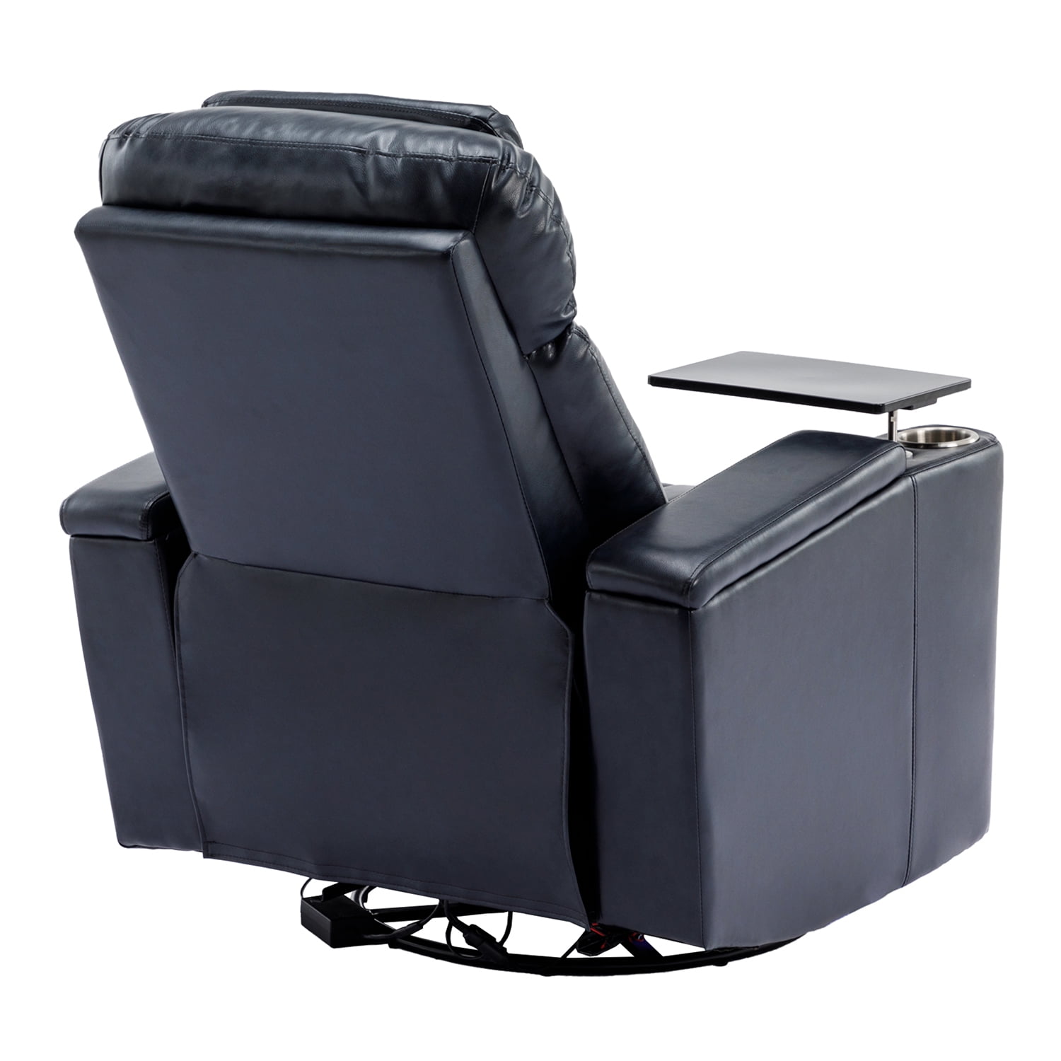 Resenkos 270° Power Swivel Recliner, Home Theater Seating with Hidden Arm Storage and LED Light Strip, Cup Holder, Blue Resenkos 270° Power Swivel Recliner, Home Theater Seating with Hidden Arm Storage and LED Light Strip, Cup Holder, Blue