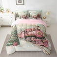 thumbnail image 3 of Manfei Merry Christmas 7-Piece Twin Bedding Sets.Chic Xmas Tree Bedding Comforter Set,Pink Train Sheet Sets For Girls Kids,Breathable Home Decor Reversible, 3 of 9