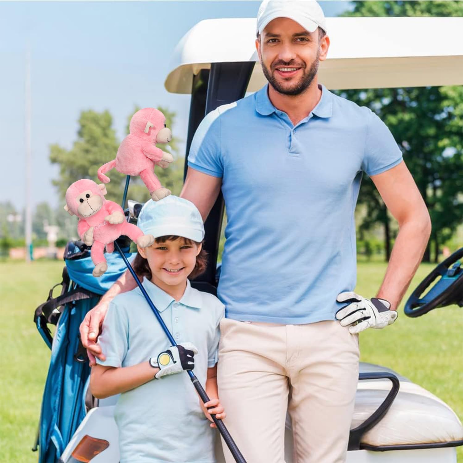 Mazel Golf Club Head Cover Pink Monkey Plush for 460CC Driver