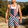 thumbnail image 2 of 250th Anniversary American Flag Overalls Shorts for Men Patriotic Bibs Coveralls Loose Fit Casual Summer Jumpsuit for Fourth of July Festival Wear, 2 of 4