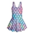 thumbnail image 4 of Xixirimido Mermaid Scale Gradient Print Girls Swimsuit Sleeveless One Piece Skirted Swimwear Modest Hawaiian Bathing Suit for Beach Water Park Kids Swim Dress, 10-11 Years, 4 of 7