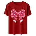 thumbnail image 6 of Spring Summer Date Night Wear – Women's Chic Printed Tee with Bow Design, Casual Short Sleeve Round Neck Top for Valentine's Day Theme Romantic Cute Outfits, 6 of 6