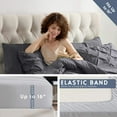 thumbnail image 6 of Virtu California King Comforter Set, Bed In A Bag 7 Pc Pleated Bedding Set, Dark Grey, 6 of 10