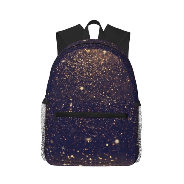 Fotbe Gold Black Glitter Mochila Ligera Casual para Laptop para Hombres y Mujeres, Mochila Impermeable de Uso Diario, Mochila para Universidad