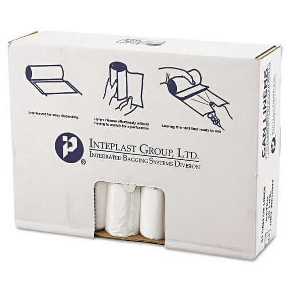 Inteplast Group High-Density Commercial Can Liners Value Pack, 33 gal, 10 microns, 33" x 39", Clear, 25 Bags/Roll, 20 Rolls/Carton