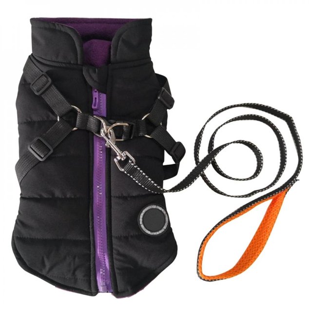 Pet Printed Cold Weather Coat Small Dog Vest Harness Puppy Winter 2 In 1 Outfit Warm Garment Jacket