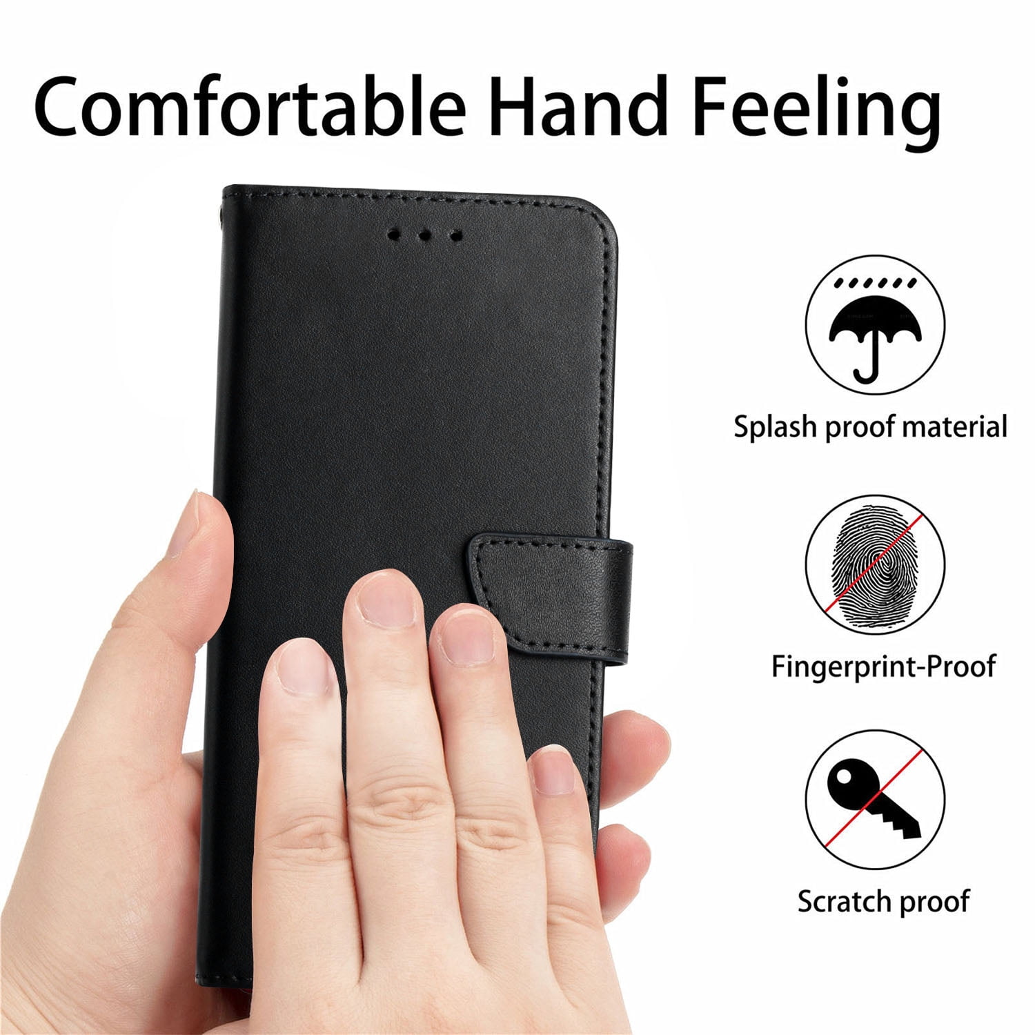 Wallet Case for Motorola Edge 2025, Shockproof Genuine Leather Magnetic Flip Cover with Card Holder, Classic Stand Feature and Full Body Protection Slim Phone Cover for Motorola Edge 2025, Black