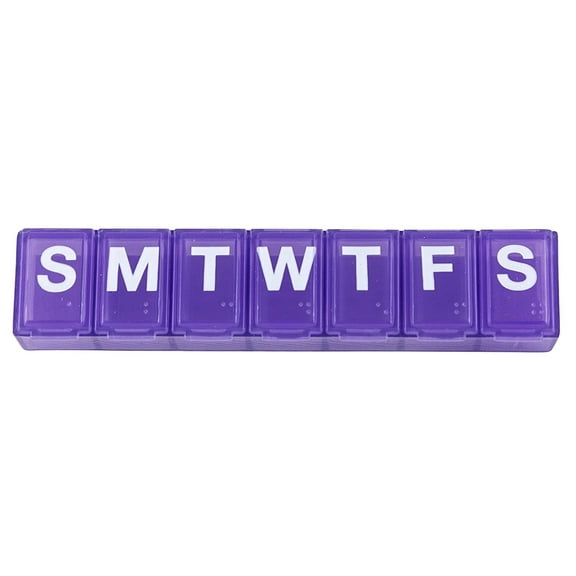 7 Day Pill Reminder, Size Small, Assorted Colors, 3-Pack