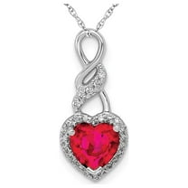 3/4 Carat (Ctw) Ruby Heart Pendant Necklace in 14K White Gold with Chain