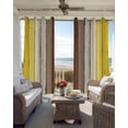 thumbnail image 4 of Yellow Brown Blackout Curtains, Light Blocking Print Window Curtains, Farmhouse Wood Grain Vintage Striped Thermal Insulated Window Drapes for Living Room Kitchen Cafe 2 Panels, 55"W x 39"L, 4 of 9