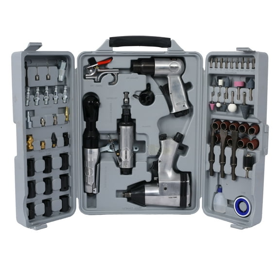 Air Tool and Accessories Kit, 71 Piece, Impact Wrench, Air Ratchet, Die Grinder, Aire Hammer, Hose Fittings, Storage Case